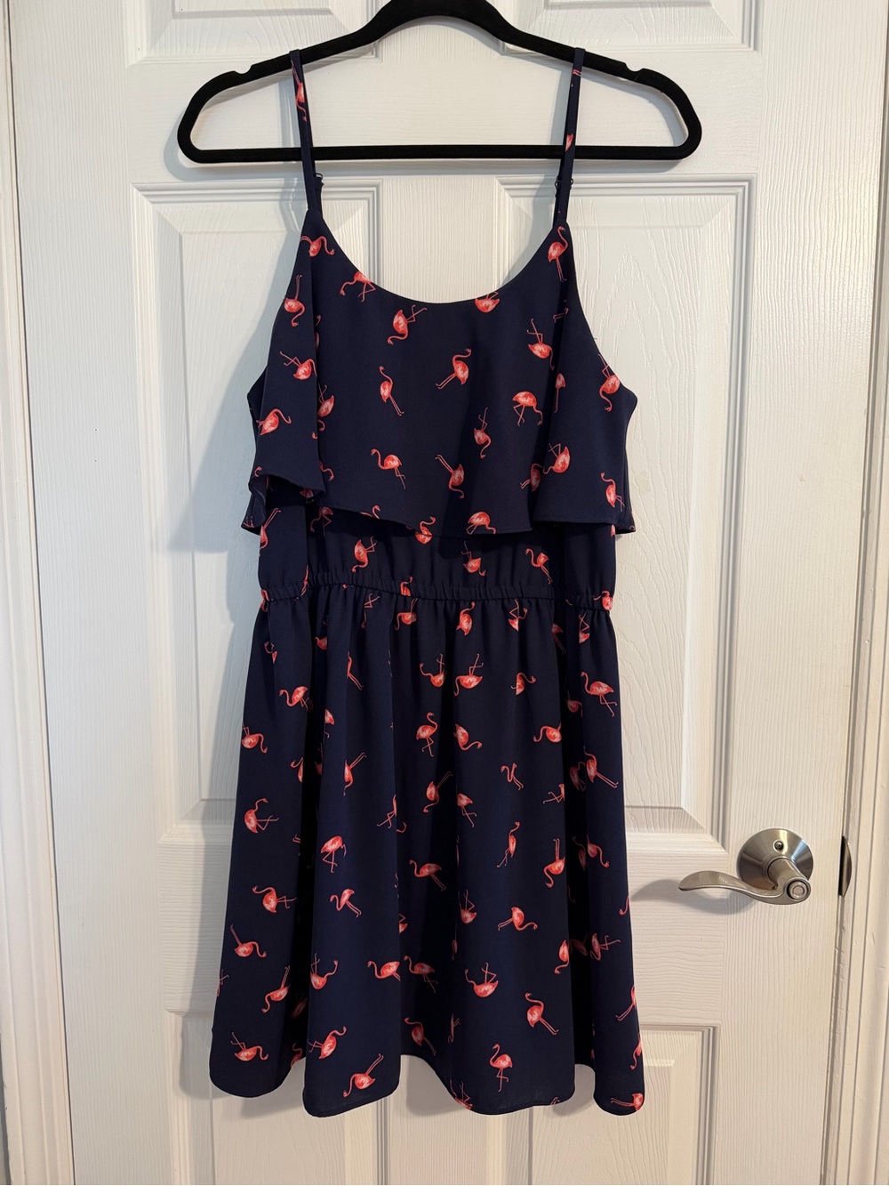 Elle Navy Sundress with Pink Flamingo Print